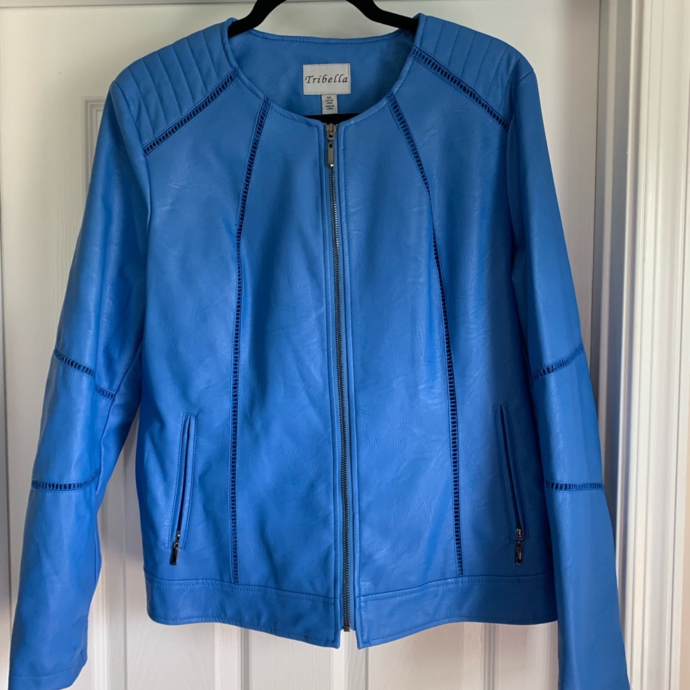 Tribella faux leather blue jacket